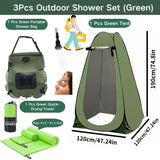 Green shower bag + green tent + green quick-dry towel