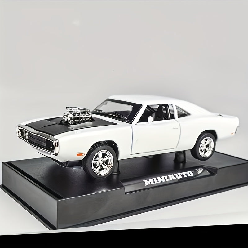 Dodge Challenger Diecast Model Car Zinc Alloy Collectible Static Replica – Highly Detailed Home & Office Decor, Birthday Christmas Gift for Car Enthusiasts (Blue / Black / White)