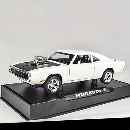 Dodge Challenger Diecast Model Car Zinc Alloy Collectible Static Replica – Highly Detailed Home & Office Decor, Birthday Christmas Gift for Car Enthusiasts (Blue / Black / White)