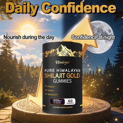 Shilajit 3000mg Supplement with Ginger Ginseng Ashwagandha Hoofgrass - 5-in-1 Adaptogen Complex for Energy Stamina Vitality & Stress Relief - Multi-Mineral Formula for Men & Women