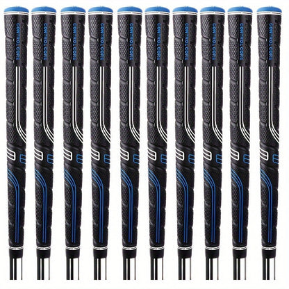 Oversized Golf Grips 10-Pack | Jumbo Blue Soft Rubber Anti-Slip Golf Club Grips for Iron & Wood Clubs – Ergonomic Precision Control Design for All Skill Levels with Custom Texture & Enhanced Durability