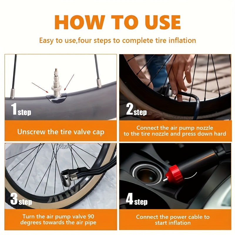 Automatic Electric Pneumatic, 300PSI 12V Mini Compressor Air Pump Electric Tire Air Inflator Pump Mini Air Compressor, Without Battery
