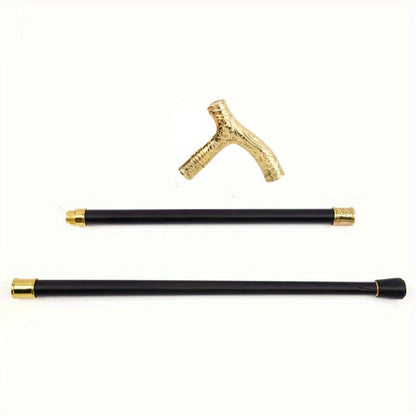 Walking Cane with Bear Head Handle Decorative Gentleman Stick Carved Flower Relief Knob Cane Fashion Mobility Aid Staff 35.4 Inch Golden