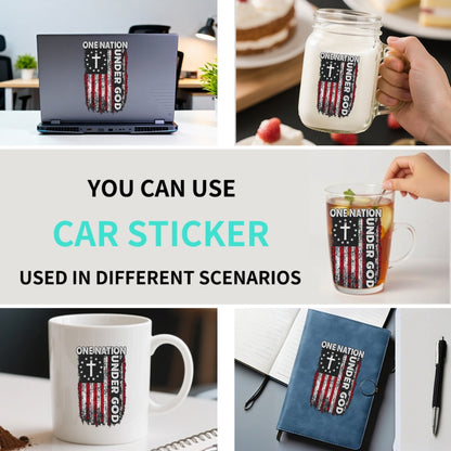 Automotive Stickers And Decals, Vinyl Window Decals, a Flag with a Cross Representing One Nation Under God, Humorous Bumper Stickers (1pc)