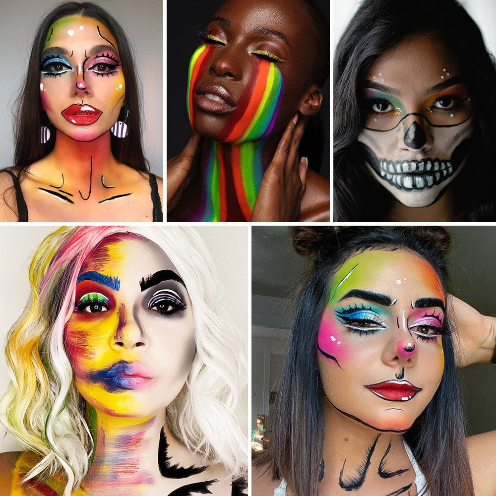 Oil-Based Face Body Paint Palette 20 Colors 168g - Halloween SFX Makeup Kit Black White Flash Tattoo Cosplay Festival Stage Artist Professional Full Size