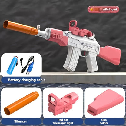 Automatic High-Capacity Electric Water Gun Ultra Long Range Powerful Motorized Squirt Blaster Continuous Spray for Kids Adults Pool Backyard Beach Summer Battle