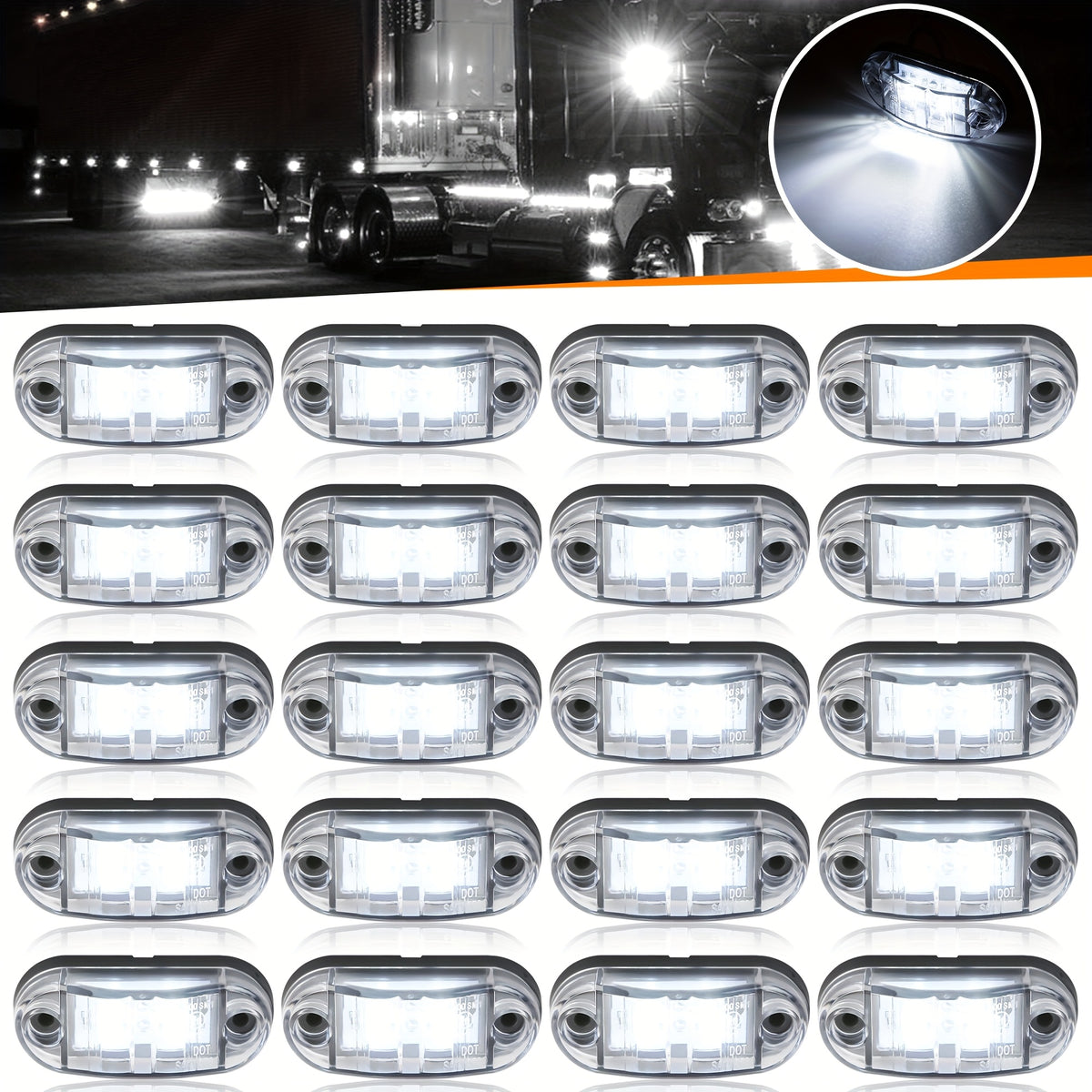 Universal LED Indicator Lights for The Front, Rear, And Sides of Trucks, Rvs, Cars, Buses, Trailers, Vans, Caravans, And Boats, Without Battery