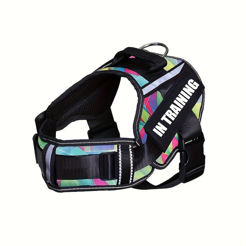 Adjustable Nylon Dog Harness No Pull with Reflective Strips & Neck Guard – Breathable Vest for XS to XL Dogs Walking Training