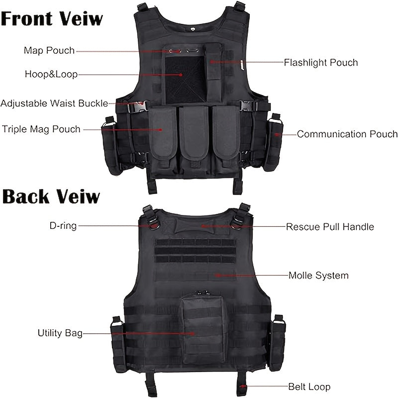 Tactical Outdoor Training Vest for Men Women – Lightweight Protective Hiking Vest with Multi-Pocket Design, Breathable & Adjustable, Ideal for Trekking Camping Hunting Fishing
