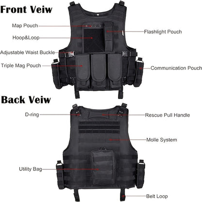Tactical Outdoor Training Vest for Men Women – Lightweight Protective Hiking Vest with Multi-Pocket Design, Breathable & Adjustable, Ideal for Trekking Camping Hunting Fishing