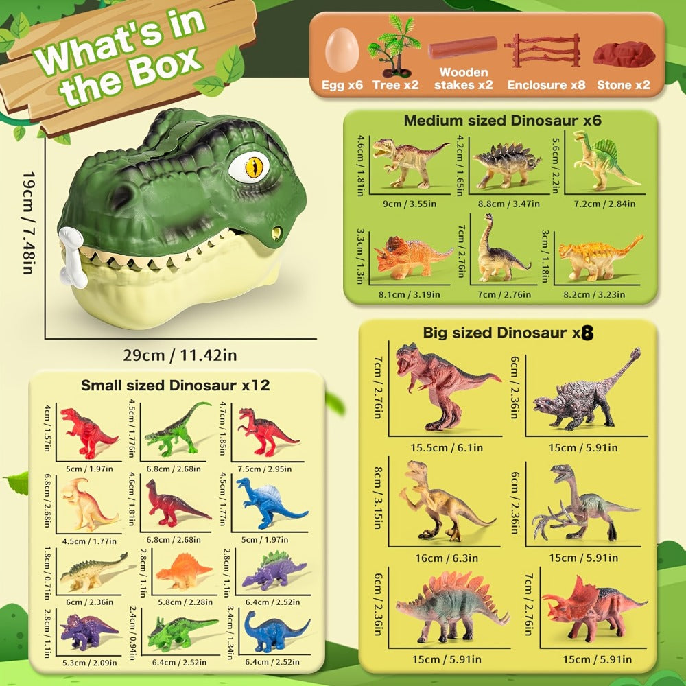 Dinosaur Toys for Boys 46pcs Realistic Jurassic Dinosaur Figures Set with Eggs, Trees & Fence – Educational STEM Playset for Kids Ages 3-12, Perfect Birthday & Easter Gift for Boys and Girls