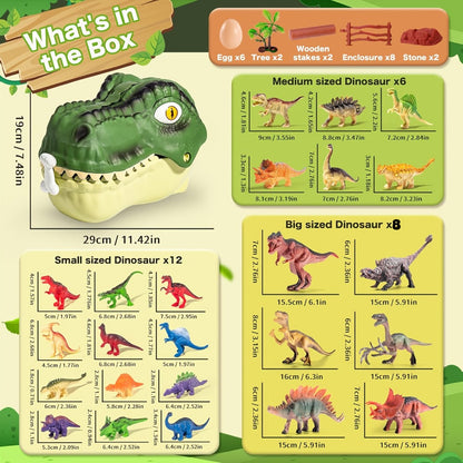 Dinosaur Toys for Boys 46pcs Realistic Jurassic Dinosaur Figures Set with Eggs, Trees & Fence – Educational STEM Playset for Kids Ages 3-12, Perfect Birthday & Easter Gift for Boys and Girls