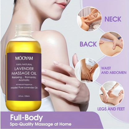 Body Massage Oil with Lavender, Nut Oil & Grapefruit - Deeply Moisturizing Aromatherapy Oil for Dry Skin, Relaxation & Nourishment, Lightweight Non-Greasy Formula for Women & Men
