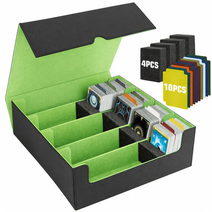 Trading Card Storage Box 5-Row 3900+ Capacity – Card Deck Case with 48 Colorful Dividers & 5 Foam Supporters for MTG Commander Yu-Gi-Oh Pokemon TCG Sports Cards