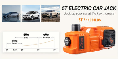5 Ton Electric Hydraulic Car Jack with Built-in Air Pump – Portable Car Lift for SUV MPV Truck, Tire Replacement & Emergency Roadside Use, Optional Electric Impact Wrench