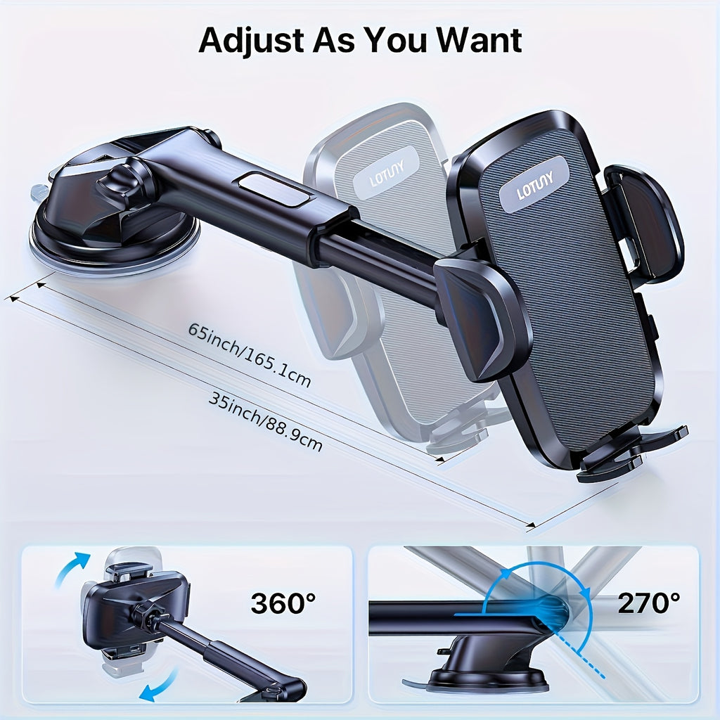 3-in-1 Car Phone Holder for Air Vent & Dashboard - Adjustable Hands-Free Mount for iPhone Samsung Google Pixel & 4"-7.2" Phones, Sturdy Suction Cup with Ergonomic Grip, Black - Perfect Car Accessory Gift, Modern Design | Textured Grip Surface, Cell Phone