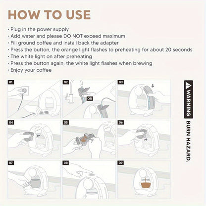 Espresso Coffee Maker 2-in-1 Single Serve Compatible with K-Cup and Ground Coffee Americano Mini Coffee Machine Tea Maker with Filter K-Cup Adapter 4-8oz Pink Champagne Gray Black