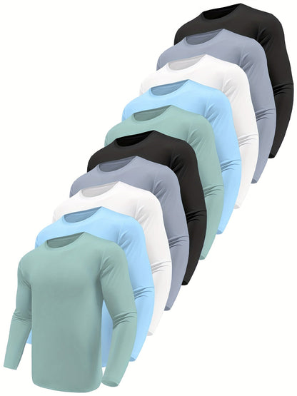 Men's Performance T-Shirt - Crew Neck Long Sleeve Streetwear Style