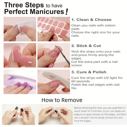 Semi Gel Nail Polish Stickers Kit 20Pcs with 12W LED Nail Lamp 8-Bead Curing Light Full-Wrap Nail Stickers 2nd Gen Soft Gel Tips White French Manicure Complete Set for Women Beginners Home DIY