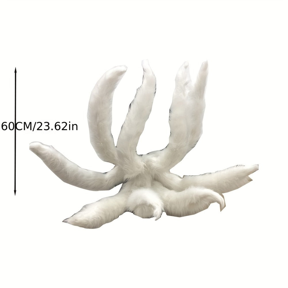 Nine-Tailed Fox Tail Cosplay Prop Anime 31.5in – Alloy Frame Knitted Kitsune Tail for Halloween Costume Christmas Party Stage Performance Photography, Naruto Ahri Cosplay Gift