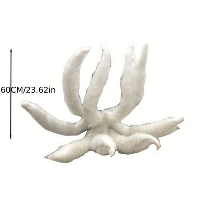 Nine-Tailed Fox Tail Cosplay Prop Anime 31.5in – Alloy Frame Knitted Kitsune Tail for Halloween Costume Christmas Party Stage Performance Photography, Naruto Ahri Cosplay Gift