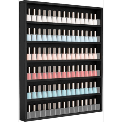 Nail Polish Rack Wall Mount Organizer 6-Tier & 10-Tier with Acrylic Baffle – Salon Display Shelf for Nail Polish Storage, Home Nail Studio & Spa, Black White Pink
