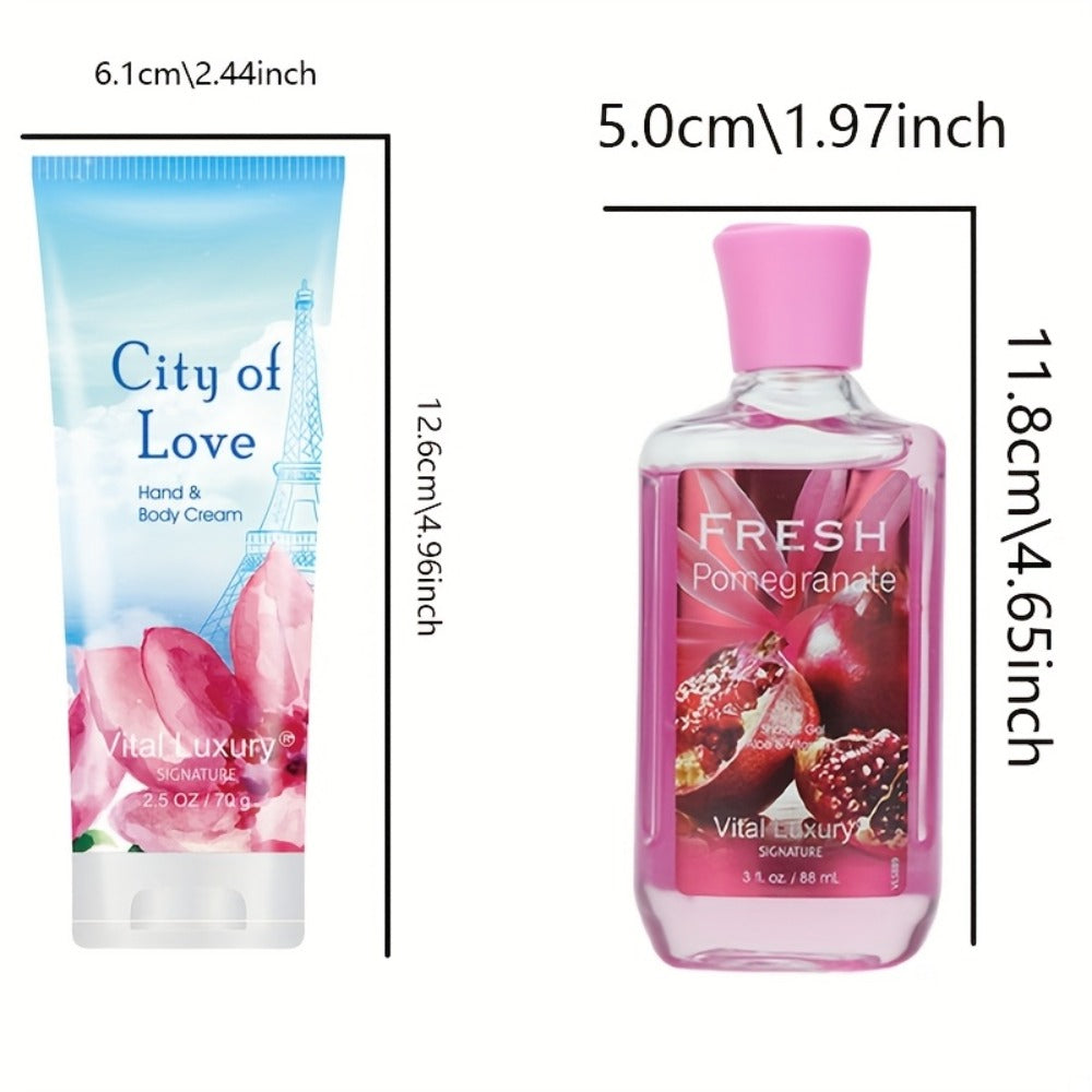 Bath & Body Gift Set 2-Piece Bath Salt Shower Gel & Body Lotion — Home Spa 5 Fragrances Travel Size 88ml+70g | Scented Moisturizing Set for Women & Men | Birthday Christmas Holiday Gift
