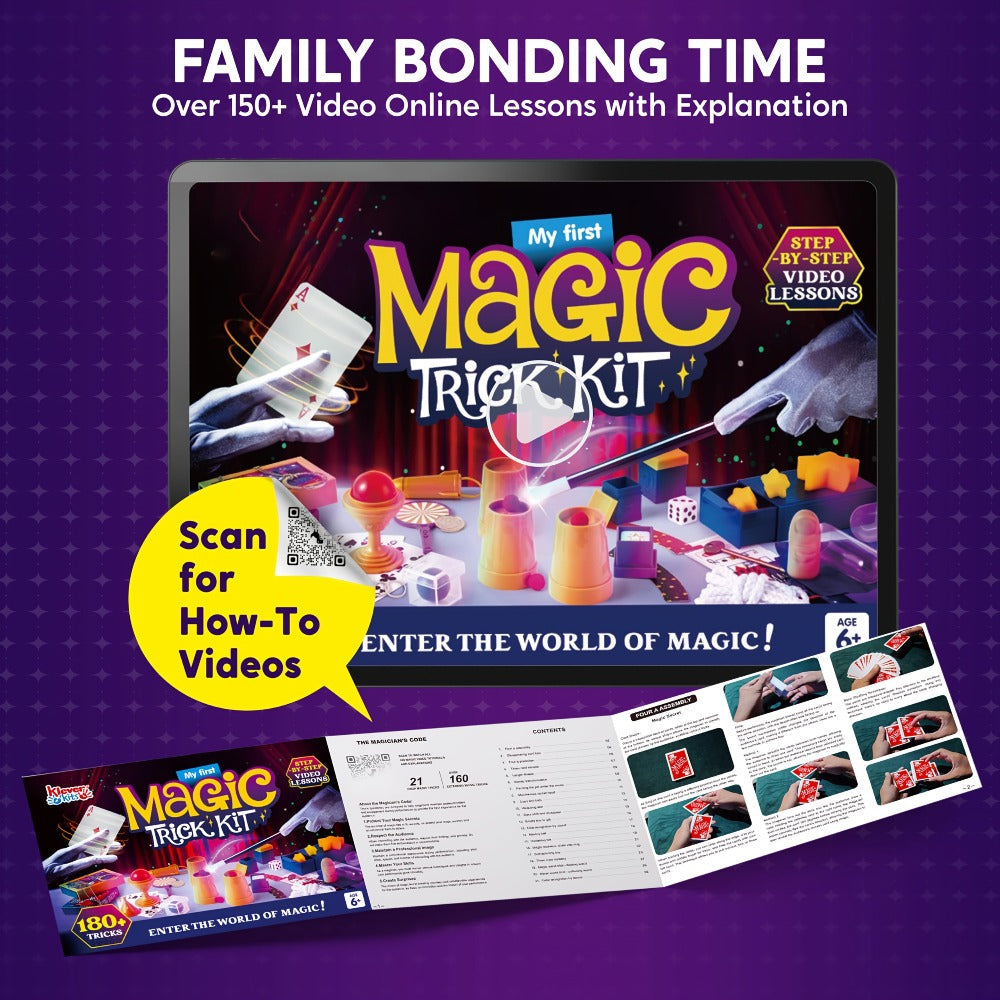 180+ Magic Tricks Kit for Kids – Complete Magician Starter Set with Step-by-Step Video Lessons, Magic Wand, Illusion Cards & Classic Props | Birthday Christmas Gift for Boys Girls Ages 6+