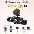 Dash Cameras for Vehicles Wifi with GPS Night Vision Car Black Box 4 Cameras with 1080P Resolution 170° Ultra-Wide Angle Super Clear Night Vision with 8IR Light Parking Monitoring Loop Recording And G-Sensor Dash Cameras for Truck