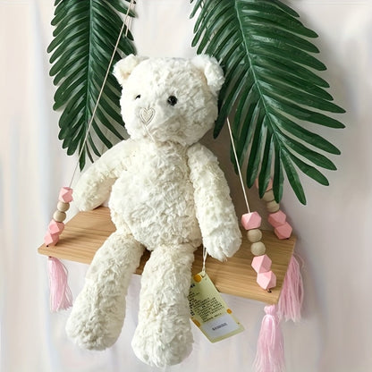 White Teddy Bear Plush Loving Heart – Soft Cute Stuffed Animal for Baby Girls Women, Kawaii Bear Toy, Birthday Valentine's Day Christmas Baby Shower Holiday Gift for Kids Toddlers