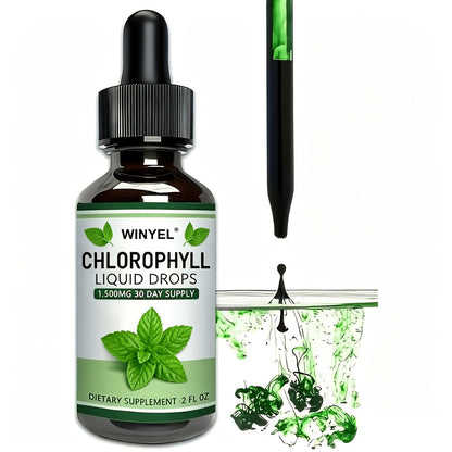 Liquid Chlorophyll Drops Supplement for Internal Deodorant Body Odor Control Detox Skin Clarity & Natural Energy — Alkalizing Antioxidant Plant-Based Daily Wellness for Women & Men 60-Day Supply