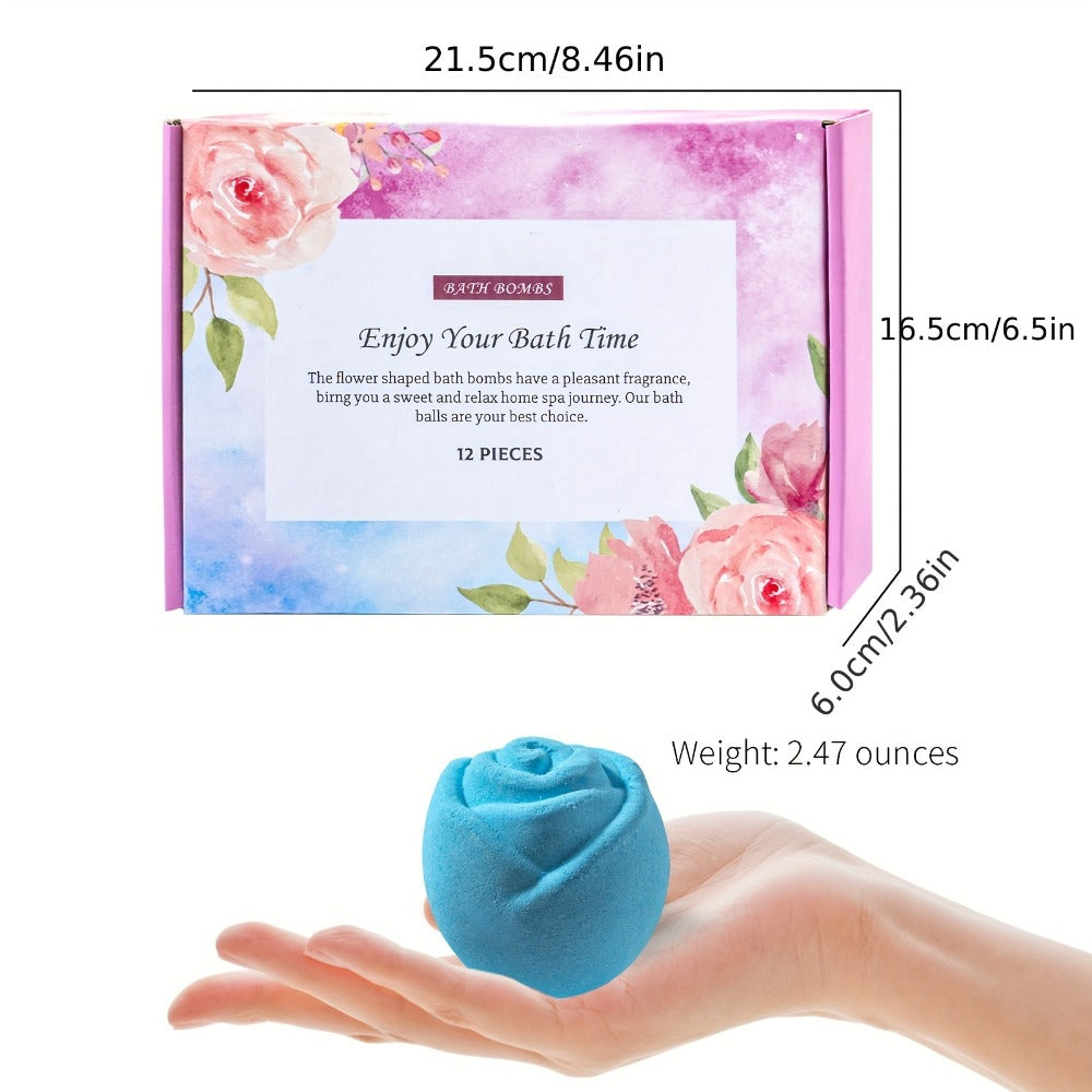 Bath Bombs Gift Set 12pcs Handmade Shea Butter Essential Oil Scented Fizzy Bath Salt Balls Moisturizing Bubble Bath Spa Gift for Women Birthday Christmas Valentine Mother Day Anniversary Luxury
