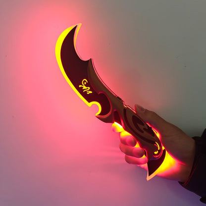 LED Light Up Half Moon Blade Rechargeable Sci-Fi Cosplay Prop 30cm – Halloween Role Play Game Peripheral Model Collection Gift, Multiple Colors