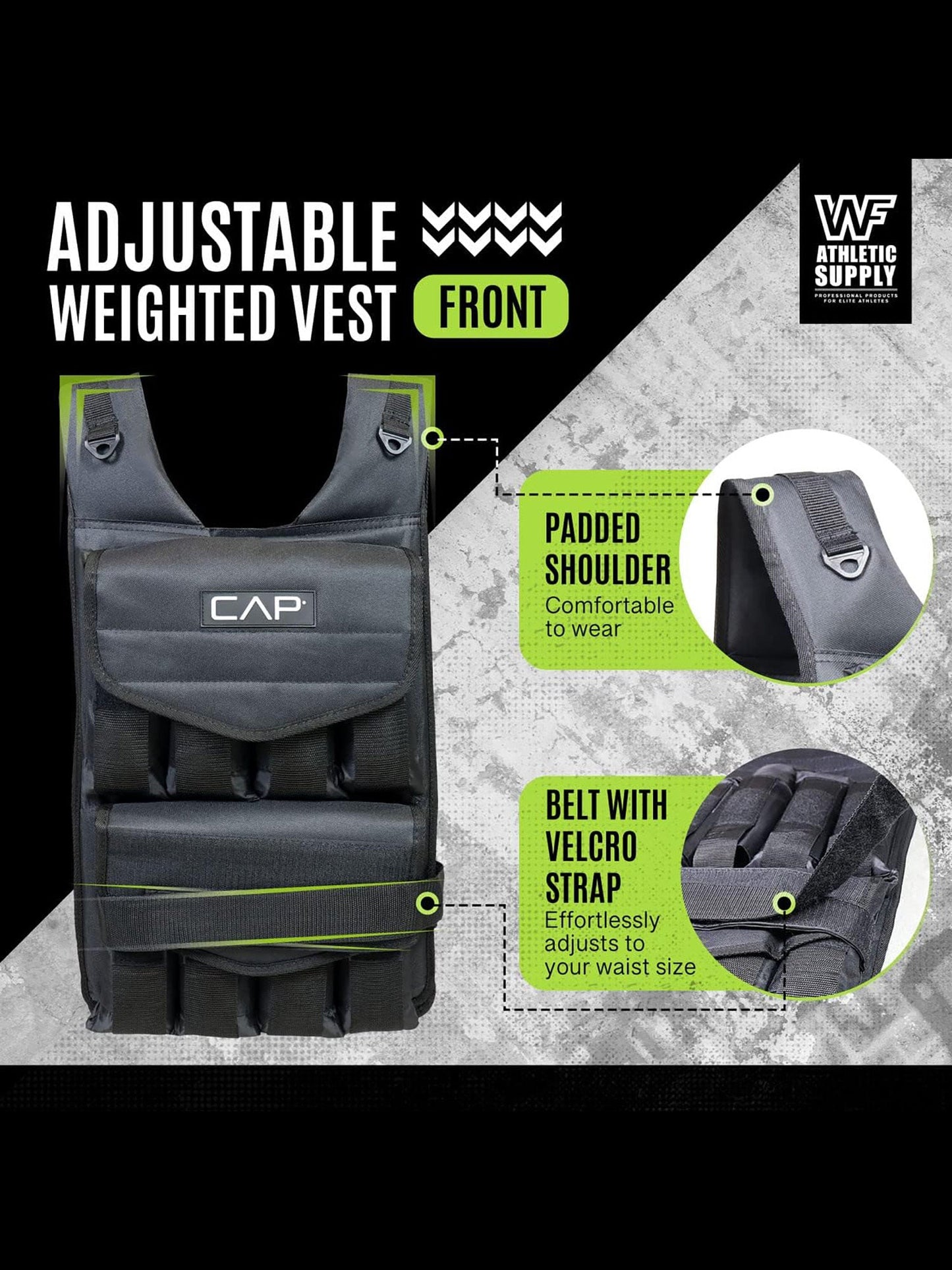 Weighted Vest 40LB Adjustable for Men & Women - Removable Weight Packets, Reinforced Nylon Body Weight Vest with Reflective Stripes & Padded Shoulder Straps for Strength Training, Running & Workout