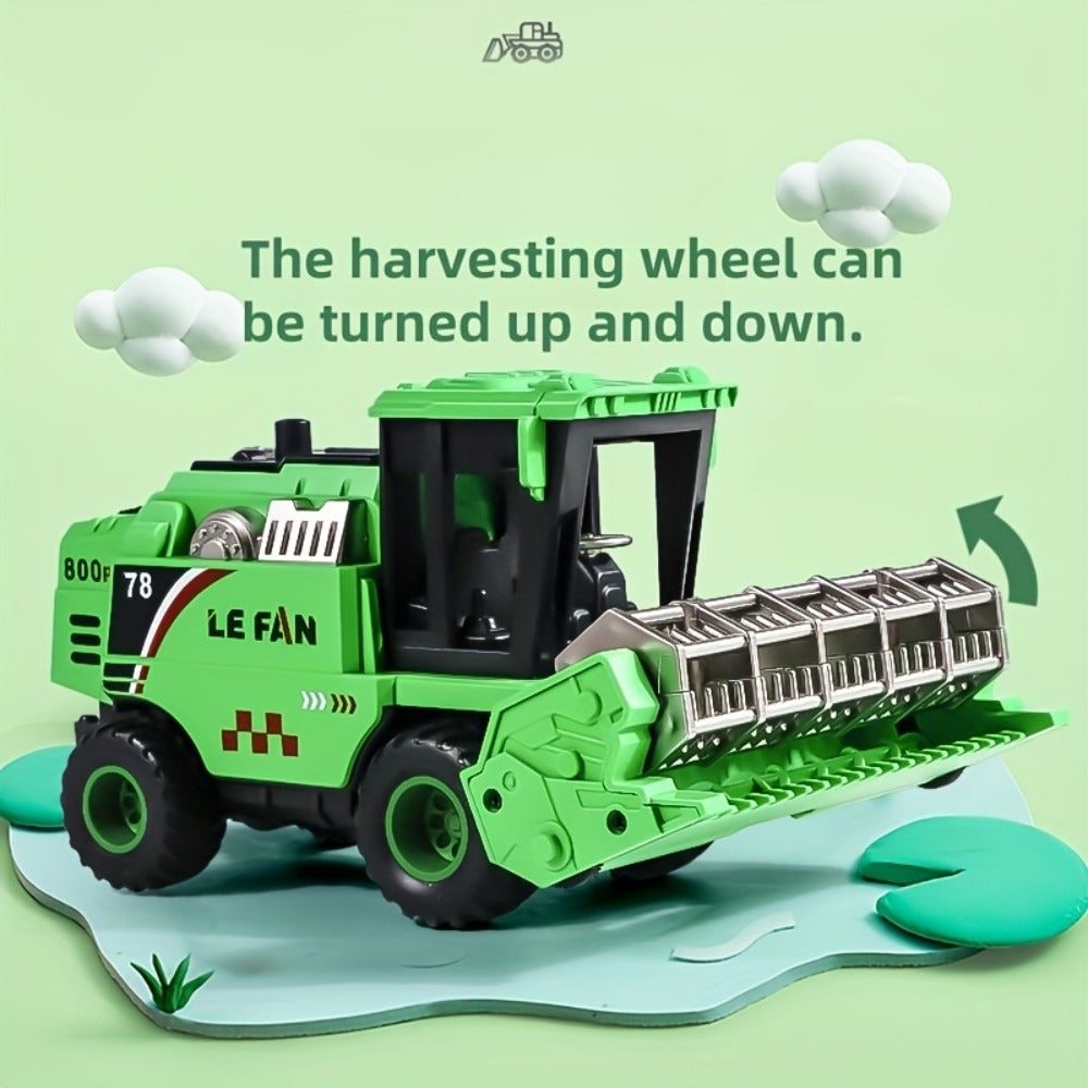 Wheat Harvester Toy Car Inertia Friction Powered Agricultural Vehicle Simulation Model for Kids Boys Girls Ages 3+ – Battery-Free Farm Truck Toy Birthday Christmas Gift
