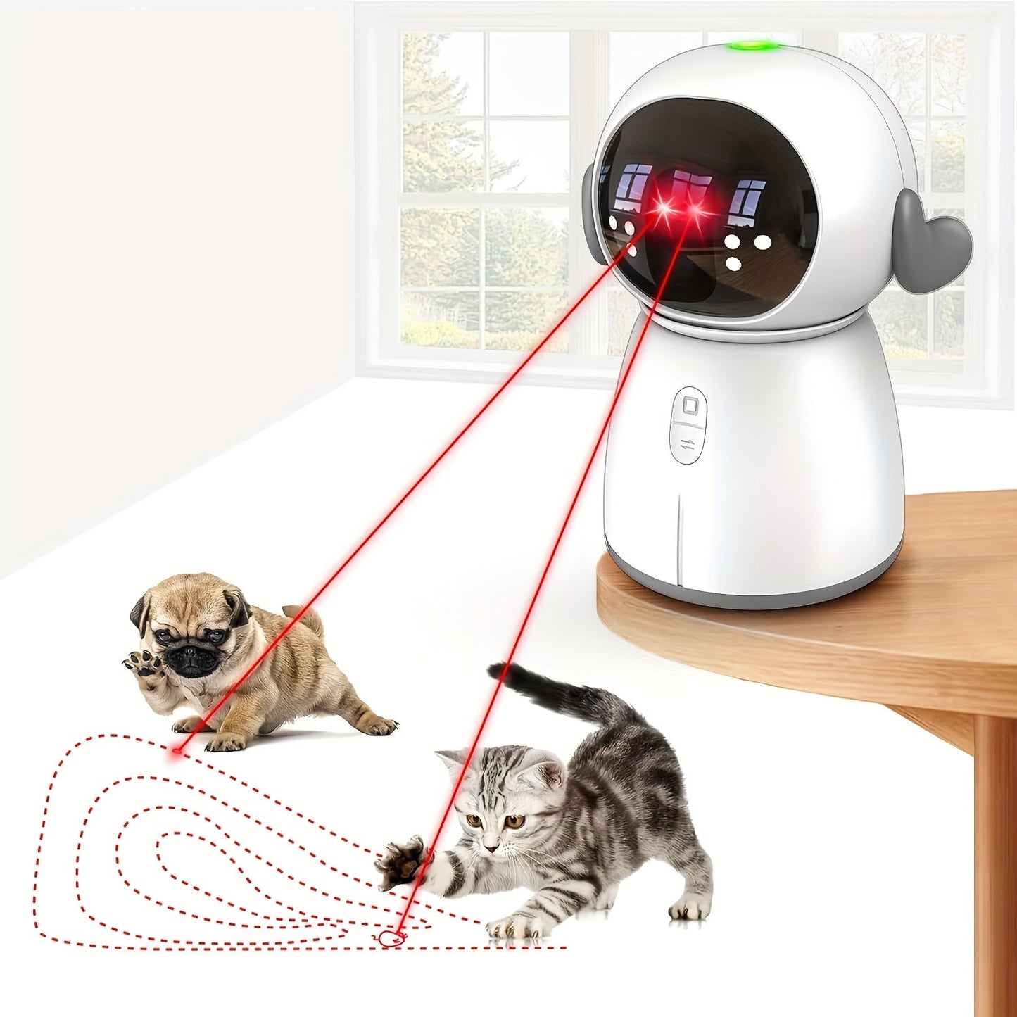 Automatic Laser Cat Toy Dual Laser Motion Activated Interactive Cat Toy 3 Speed Modes 360 Auto Rotate Rechargeable 1200mAh for Indoor Cats Kittens Dogs