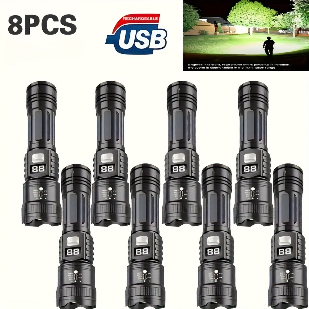 Zoomable Rechargeable Flashlight 800 Lumen High Power LED Torch Adjustable Beam for Camping Fishing Hunting Emergency EDC