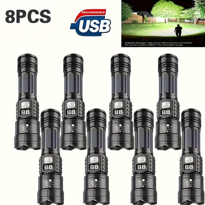 Zoomable Rechargeable Flashlight 800 Lumen High Power LED Torch Adjustable Beam for Camping Fishing Hunting Emergency EDC