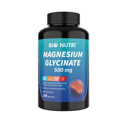 Magnesium Glycinate 500mg Chelated Capsules – Deep Sleep, Stress Relief & Muscle Relaxation Supplement for Women & Men, High Absorption, 240 Capsules 120-Day Supply