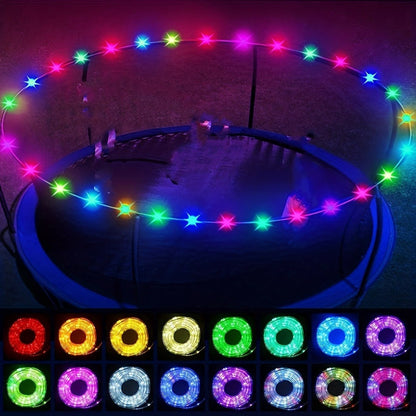 Solar Trampoline Lights for Kids – IP65 Waterproof LED Trampoline Accessories, 8 Dynamic Modes, Solar Powered Outdoor Light for 8-16ft Trampolines | Warm White, Multicoloured, White