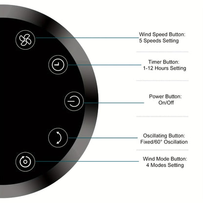 Bladeless Tower Fan 36 Inch | Remote Control, 5-Speed Settings & 4 Operating Modes, Whisper-Quiet 28dB, 12-Hour Timer, Oscillating Standing Fan for Home, Bedroom & Office – Titanium Gray & Black