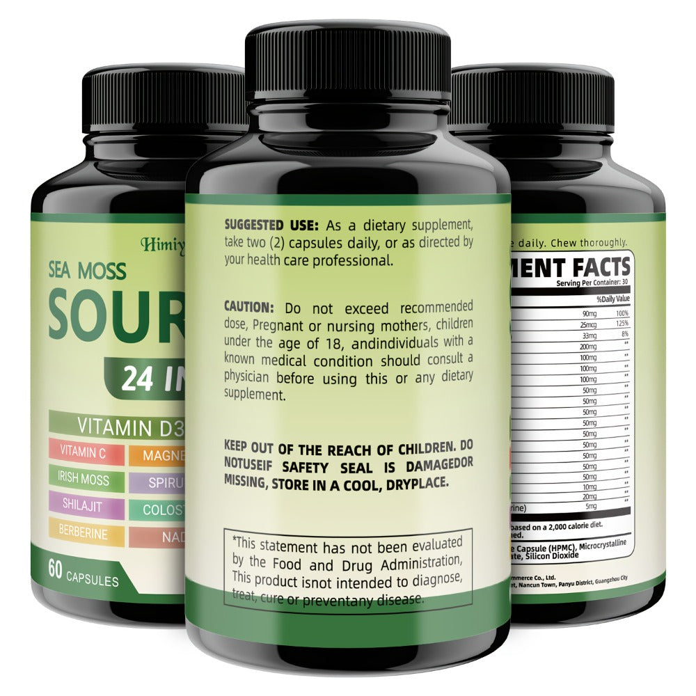 Soursop Capsules Advanced Herbal Supplement with Shilajit, Irish Moss, Berberine & NAD+ – Immunity, Antioxidant & Circulatory Support | Vitamin D3, C & Magnesium | ShopVora UK