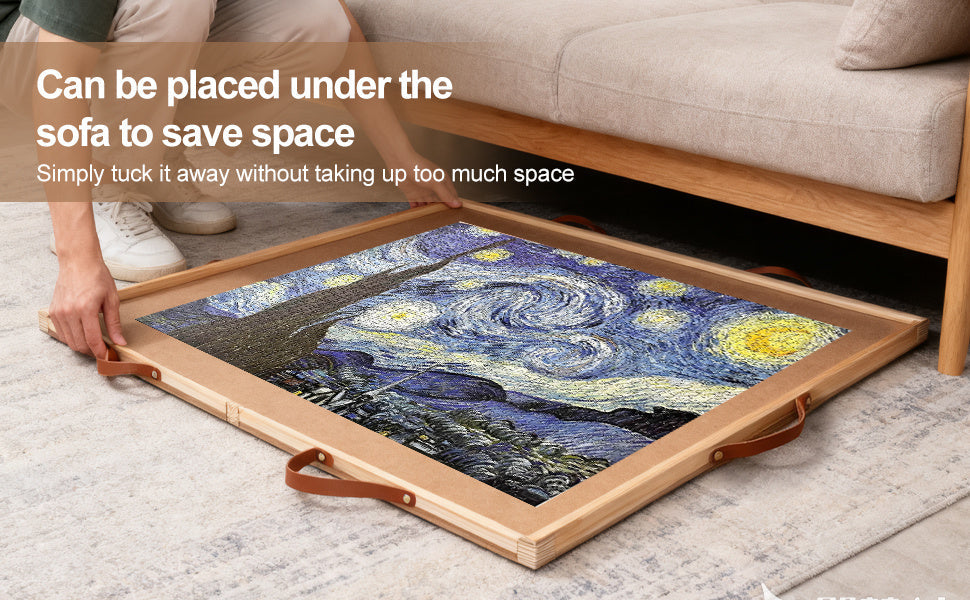 Jigsaw Puzzle Table 35"x27" with 360° Rotating Turntable & Easy-Pull Handle Drawers – Large Puzzle Board Organizer with Dust Cover for 1500 Pieces, Ergonomic Gift for Adults & Seniors