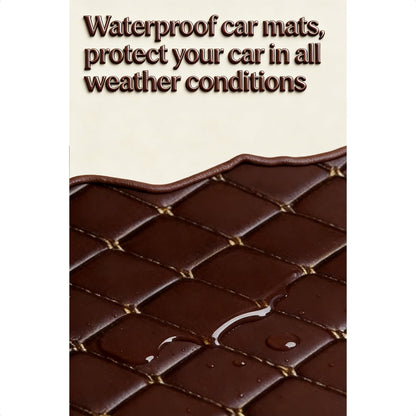 Luxury PU Leather Car Floor Mats 4-Piece & 5-Piece Set – Universal Non-Slip Wear-Resistant Full Coverage Front & Rear Row Auto Floor Mat for Most Vehicle Models (Red / Beige / Brown)