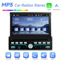 Podofo Wireless Carplayer Single Din Car Stereo 7 Inch HD Flip Out Touchscreen with Wireless Car Player Android Auto, Wireless, Type-C/USB/TF/AUX, SWC, FM, Voice Control, Backup Camera