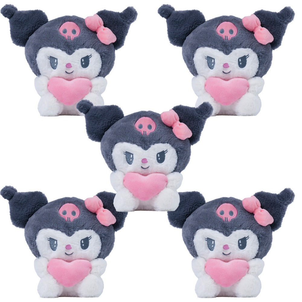 Hello Kitty Kuromi Plush Set 5pcs — Official Licensed Sanrio Stuffed Animals Holding Hearts, My Melody Gudetama Kawaii Gift for Girls Teens Birthday Christmas Holiday