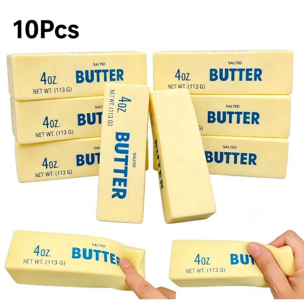 Butter Squishy Toys 10-Pack – Super Soft Slow Rising Butter Stick Squishies, Realistic Food Fidget Toys for Stress Relief, Anxiety & Sensory Play, Kids Party Favors