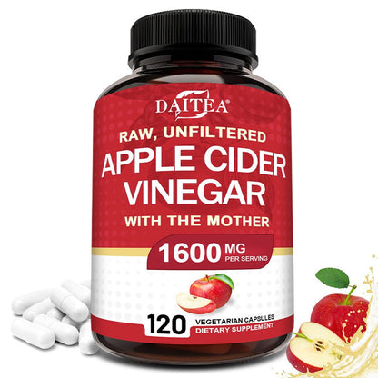 Apple Cider Vinegar Capsules 1600mg with Vitamin & Mineral Blend – Digestion, Weight Management & Energy Supplement 120 Capsules 60-Day Supply for Women & Men | 1, 2 or 3 Bottle Options
