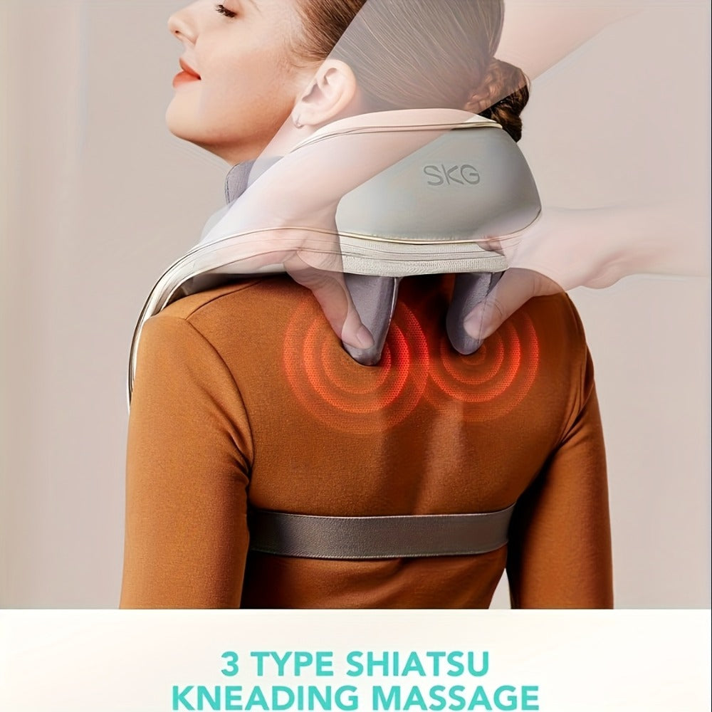 Neck Massager with Heat – 6D Shiatsu Cordless Deep Kneading Electric Massager for Neck, Shoulder, Back & Waist | 9 Modes, Hot Compress 40-45°C, 2200mAh Battery | Portable for Home, Office & Car