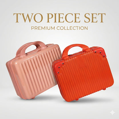 Hard Shell Makeup Travel Case Waterproof Pressure-Proof Portable Cosmetic Suitcase with Elastic Band Luggage Attachment Carry-On Organizer for Women Travel Camping Gym 30x25x15cm